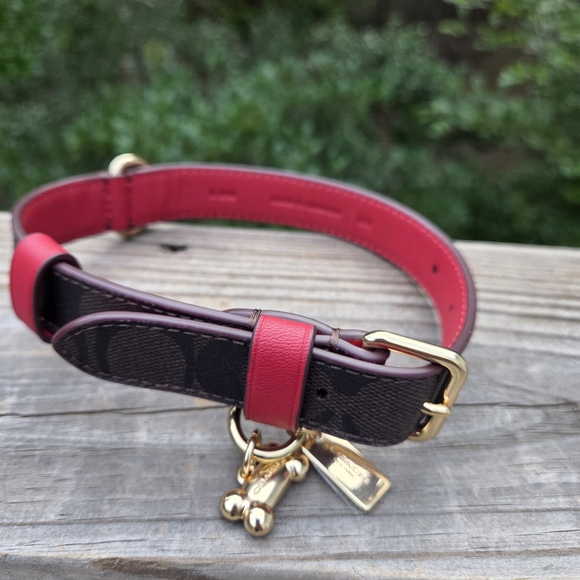 Coach Other - New Coach Red Leather Dog Collar (Medium)